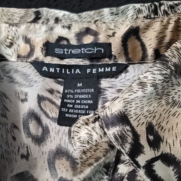 Antilia Femme Womens Button Up Blouse Multicolor Size Medium Polyester Blend - Picture 7 of 12